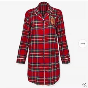 Posh Peanut Red Tartan Plaid Women's Flannelette sleep shirt